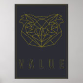 セルフポ気にスターイエロー折り紙フクロウの値 ポスター (正面)