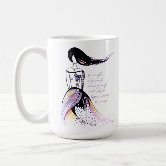 セルフラブレ感動的ディ図解入りの、写真付きの引用文 コーヒーマグカップ (左)