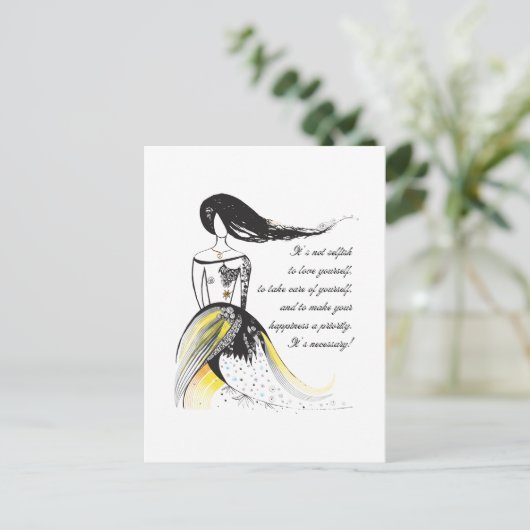 セルフラブレ感動的ディ図解入りの、写真付きの引用文 ポストカード (スタンド正面)