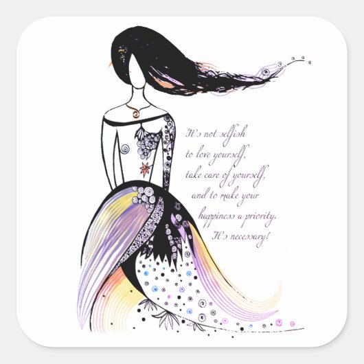 セルフ気に図解入りの、写真付きのレディ引用文 スクエアシール (正面)