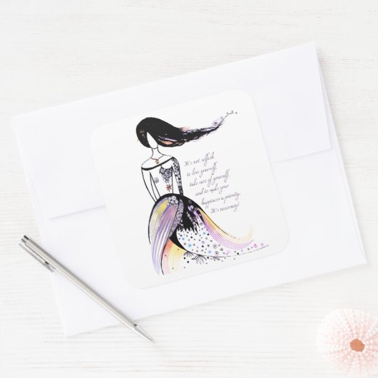 セルフ気に図解入りの、写真付きのレディ引用文 スクエアシール (封筒)