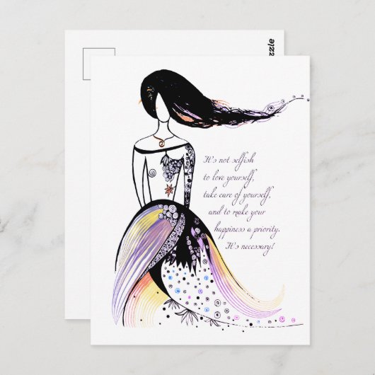 セルフ気に図解入りの、写真付きのレディ引用文 ポストカード (正面/裏面)