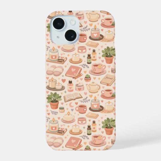 セルフ・ケアの美意識パターン iPhone 15ケース (裏面)