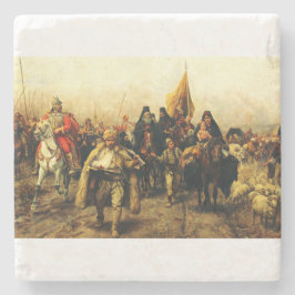 セルブ人の移住（ペヤ・ヨバノビッチによる美術） ストーンコースター