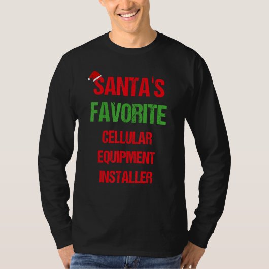 セルラー機器インストーラーパジャマおもしろいクリスマ Tシャツ (正面)