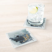 セルリアンと金ゴールド ガラスコースター (アングル)