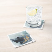 セルリアンと金ゴールド スクエアペーパーコースター (インサイチュ)