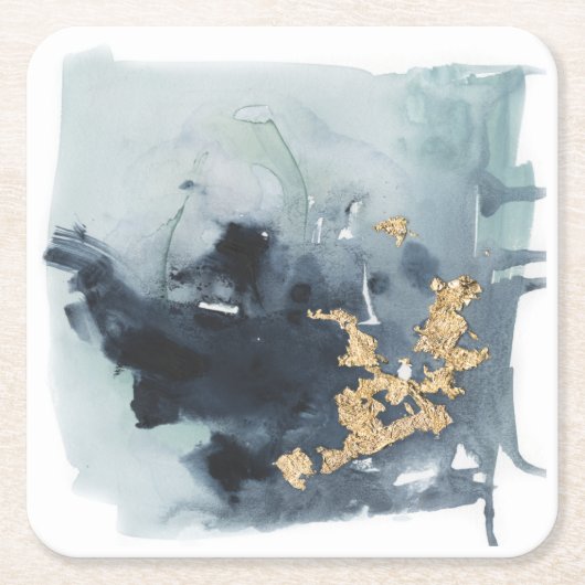 セルリアンと金ゴールド スクエアペーパーコースター (正面)