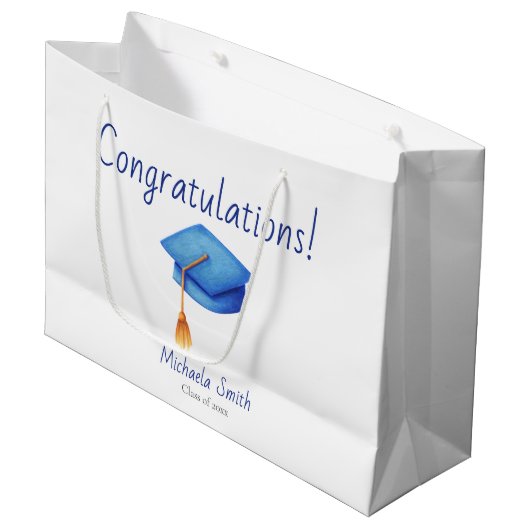 セルリアンブルーキャップ卒業 ラージペーパーバッグ (正面アングル)