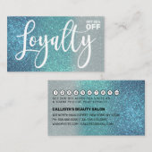 セルリアンブルーティール(緑がかった色)トリプルグリッターグラデーションタイポグラフィ ロイヤリティカード (正面/裏面)