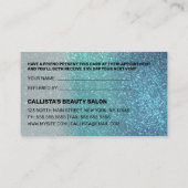 セルリアンブルーティール（緑がかった色）トリプルグリッターグラデーションタイポグラフィ 紹介カード (裏面)