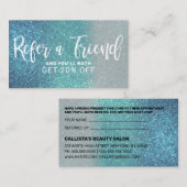 セルリアンブルーティール（緑がかった色）トリプルグリッターグラデーションタイポグラフィ 紹介カード (正面/裏面)