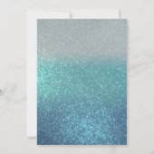 セルリアンブルーティール(緑がかった色)トリプルグリッターバチェロレッテ 招待状 (裏面)