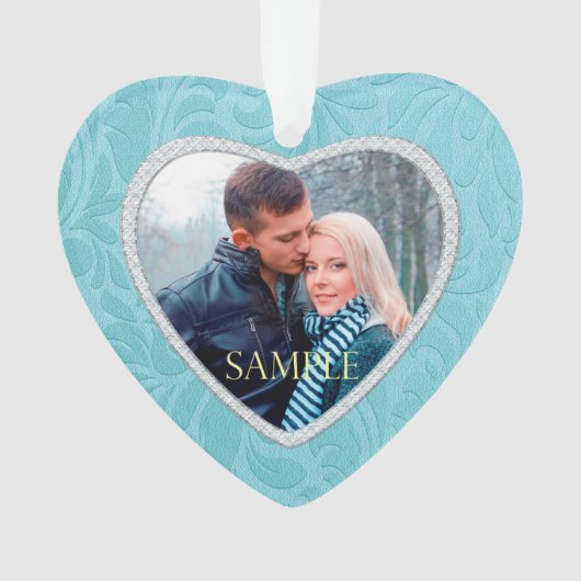 セルリアンブルーブロケージキープサケ写真テンプレート オーナメント (正面)