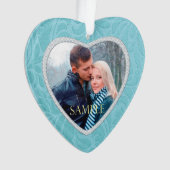 セルリアンブルーブロケージキープサケ写真テンプレート オーナメント (正面)