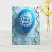 セルリアンブルーンの風船の誕生日カード カード (黄色い花)