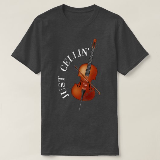 セルリスト引用文ジャストチェリンオーケストラCello Tシャツ (デザイン正面)