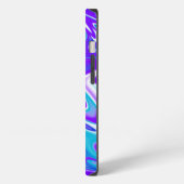 "セルレステialウェーブ: 青白と紫の大理石 iPhoneケース (左側面)
