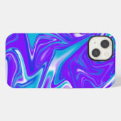 "セルレステialウェーブ: 青白と紫の大理石 iPhoneケース (裏面横)