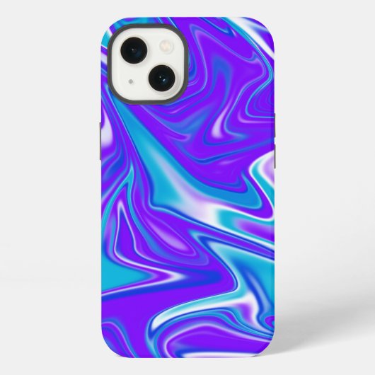 "セルレステialウェーブ: 青白と紫の大理石 iPhoneケース (裏面)