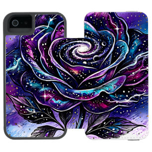 セルestial銀河バラ渦巻星雲カスタム製品 iPhone SE/5/5sウォレットケース