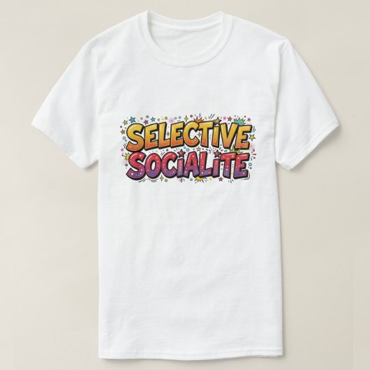 セレクティブ・ソーシャライト Tシャツ 冗談めいた内向的コミック (デザイン正面)
