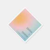セレスチャル パステル ブルー ピンク グレイニー グラデーション ウェディング スタンダードカクテルナプキン (角)