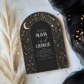 セレスチャル モダン ブラック ゴールド ウェディング アーチ 招待状