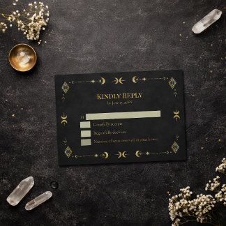 セレスティアルゴシック ブラック＆ゴールド RSVP カード
