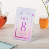 セレスティアルサンセットピンクの結婚式テーブルナンバー 台座サイン (インサイチュ)