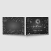 セレスティアルシルバー太陽,月,星ダーク ゲストブック (全面)