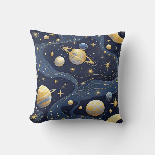 セレスティアルドリーム - 抽象的な宇宙のシームレスパターン クッション (正面)