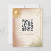 セレスティアル ウェディング RSVP カード QRコード ピンクセージゴールド (裏面)