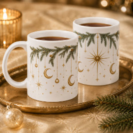 セレスティアル クリスマス 月 星 エバーグリーン マグ