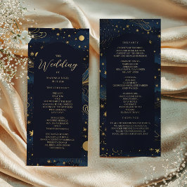 セレスティアル ネイビー ゴールド 結婚式プログラム カード