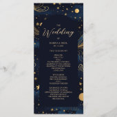 セレスティアル ネイビー ゴールド 結婚式プログラム カード (正面)