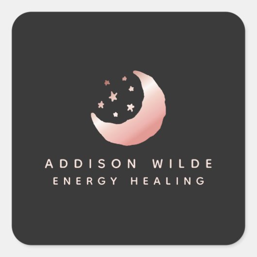 セレスティアル ローズゴールド 三日月 星 ロゴ スクエアシール (正面)