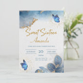 セレステブルーのスイート16招待状 16歳の誕生日 招待状 (スタンド正面)