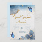 セレステブルーのスイート16招待状 16歳の誕生日 招待状 (正面/裏面)