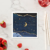 セレステブルーの結婚式の真夜中の星月 スタンダードカクテルナプキン (インサイチュ)