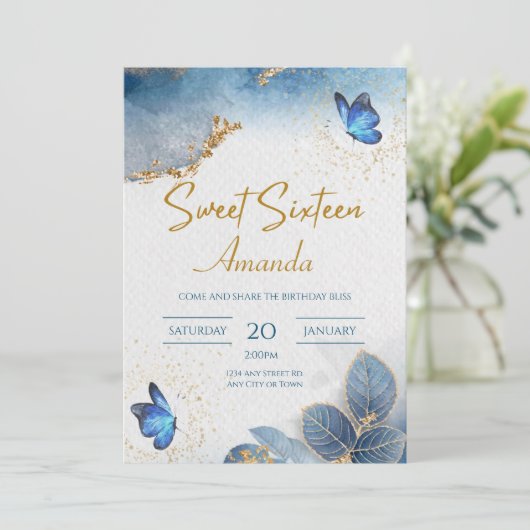 セレステブルースウィート16招待状16誕生日 招待状 (スタンド正面)