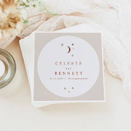 セレステボホームーン&スターズテラコッタ結婚ズ スタンダードカクテルナプキン