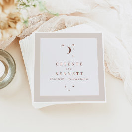 セレステボホームーン&スターズテラコッタ結婚ズ スタンダードカクテルナプキン