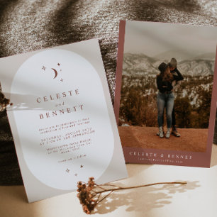セレステ ボヘミアンムーン＆スター テラコッタ ウェディング 招待状