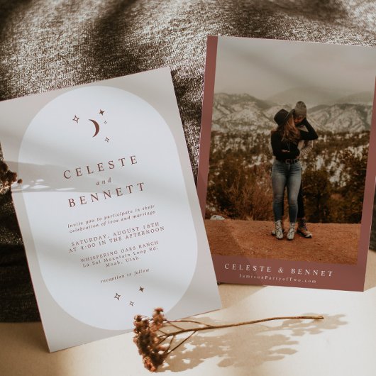 セレステ ボヘミアンムーン＆スター テラコッタ ウェディング 招待状