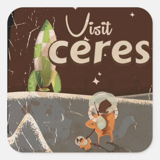 セレス準惑星ヴィンテージ旅行ポスター スクエアシール (正面)