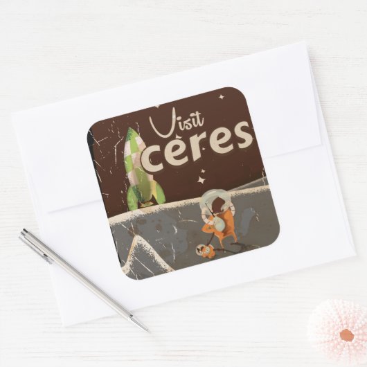 セレス準惑星ヴィンテージ旅行ポスター スクエアシール (封筒)