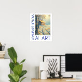 セレナウィンターコテージ風景 AI アート ポスター (ホームオフィス)