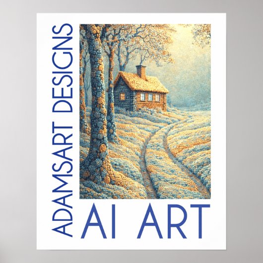 セレナウィンターコテージ風景 AI アート ポスター (正面)