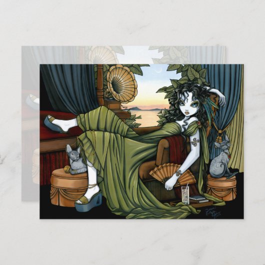 セレナエクセティックサンセットキャットフェアリーハガキ ポストカード (正面/裏面)